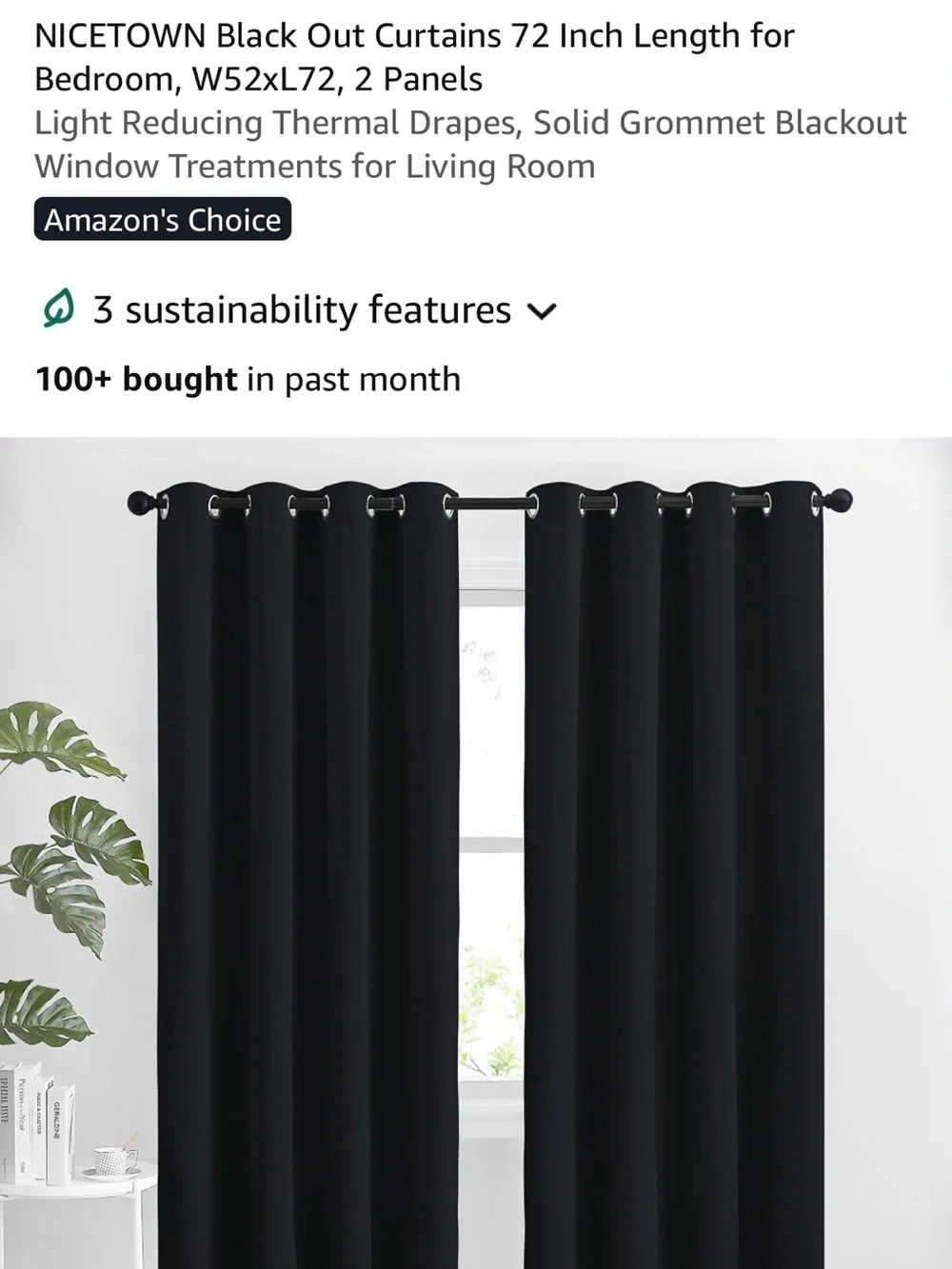 Blackout Curtains – Black Thermal Grommet Panels (6)